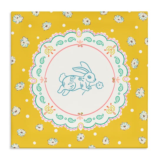Stupell Industries Yellow Florals Spring Bunny Canvas Wall Art